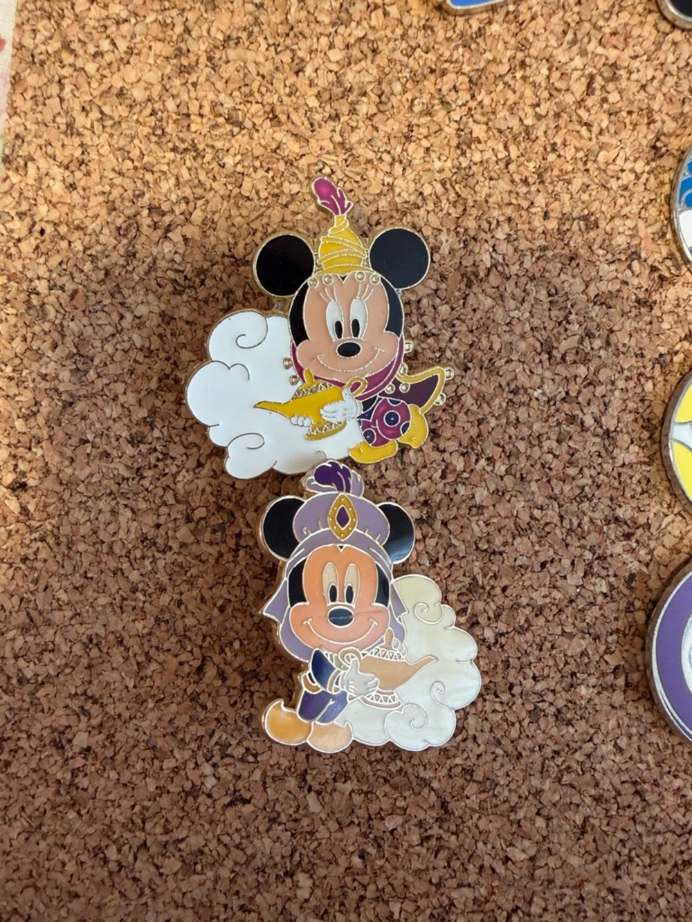 Disney Genie Mickey & Minnie Enamel Pin Duo - Purple, Yellow, Black, White